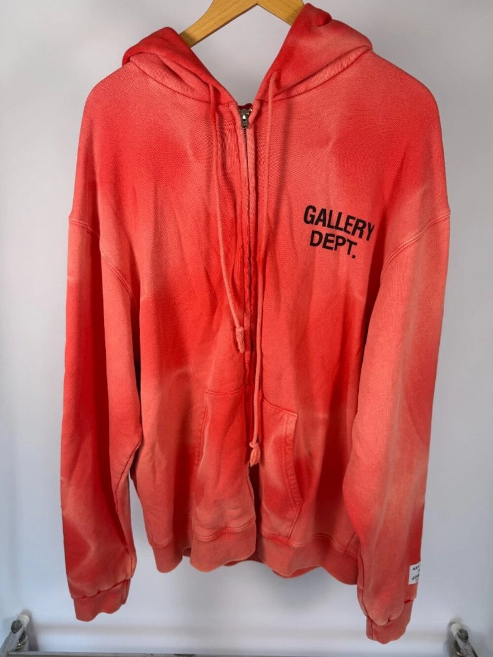 Gallery Dept. Mens Full Zip Up Hoodie Sweatshirt Sun Faded Red Size 2XL